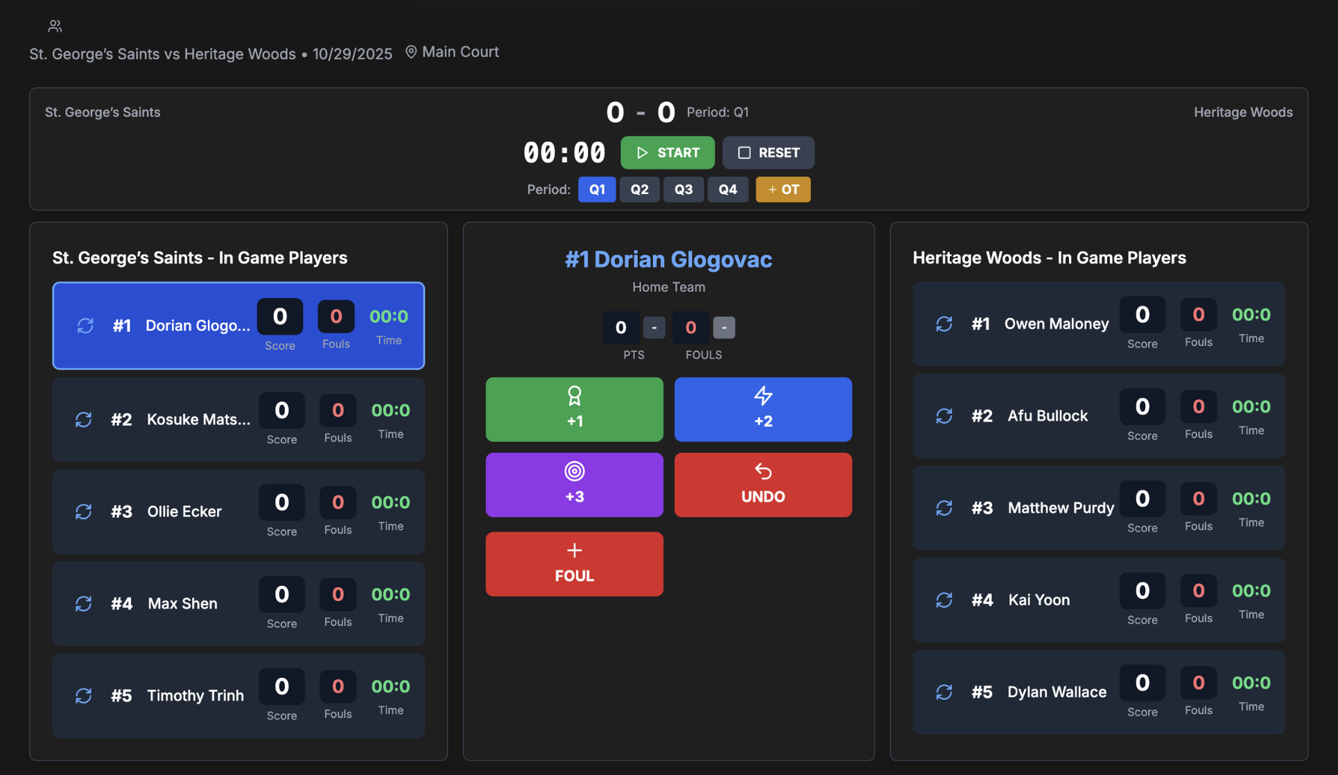 Scorekeeping Interface